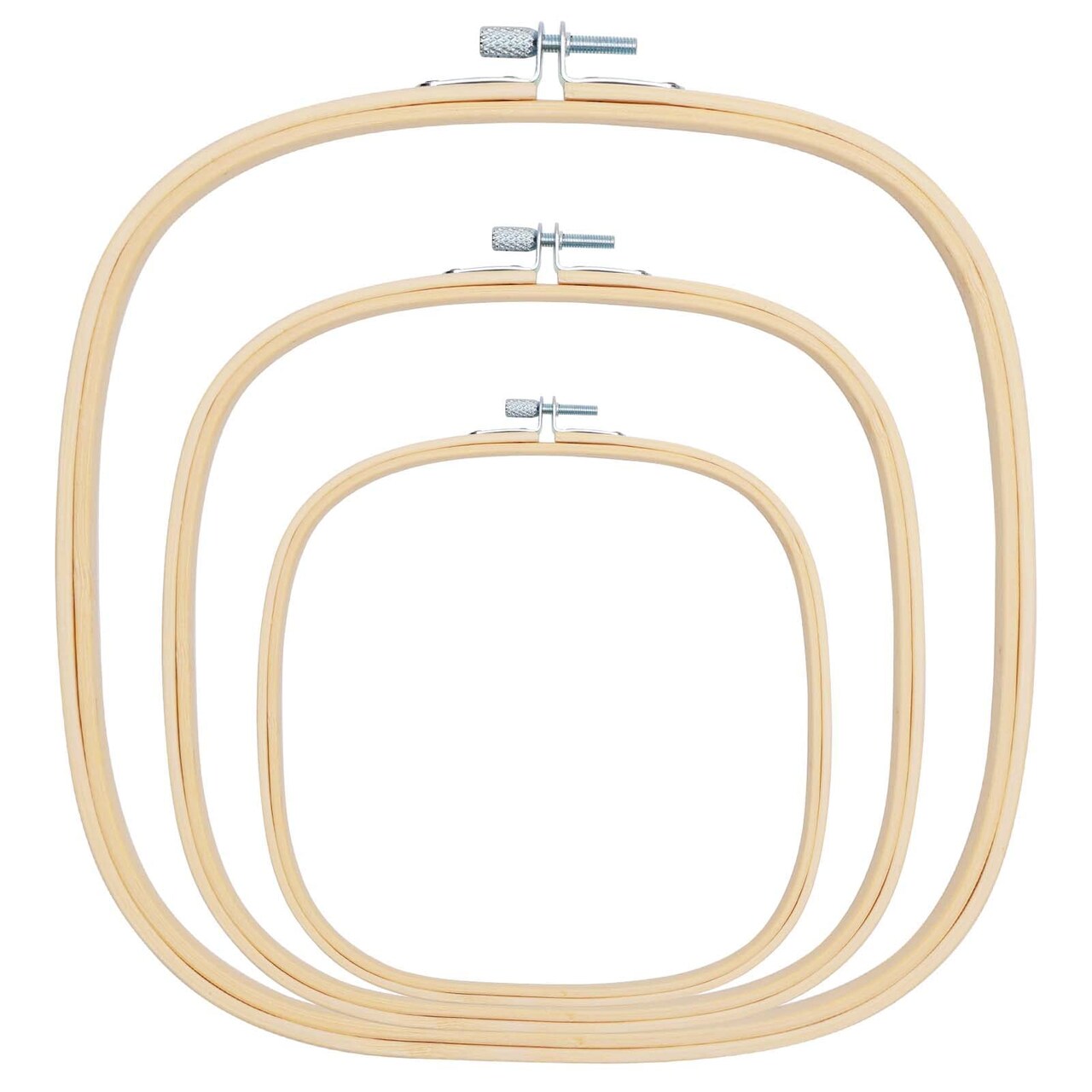 Caydo 3 Pieces 3 Sizes Square Embroidery Hoops Adjustable Circle Cross Stitch Hoop Embroidery Frames for Sewing, Needlework, DIY Embroidery Craft